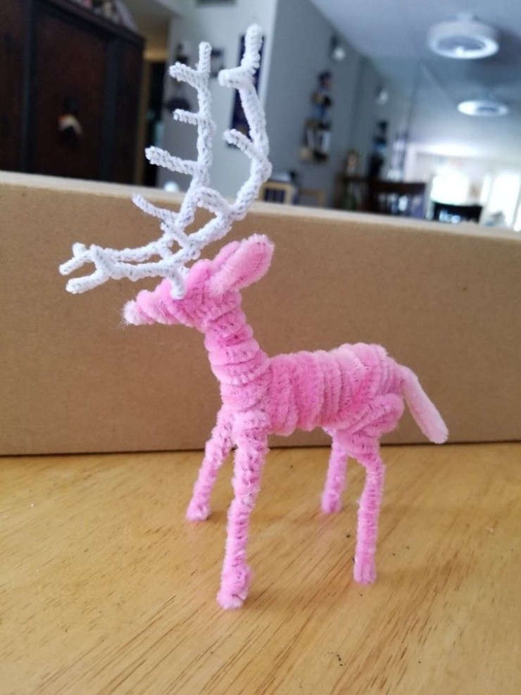 Backdate 4 Pink Reindeer  Diy Crafts For Kids Easy, Craft Pipe Cleaners