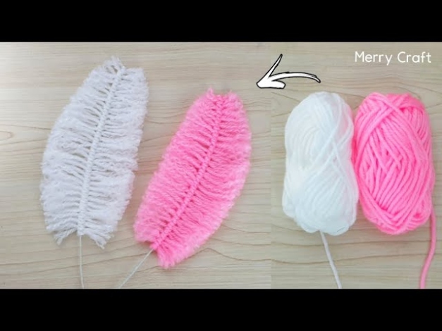 Niche Utama 2 Feather Making With Woolen - DIY Room Decor - Amazing Wool Craft Ideas -  How To Make Yarn Feather